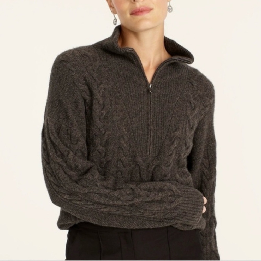 J.Crew Cable Knit Sweater Gray Women's Medium Wool Alpaca Soft BD032